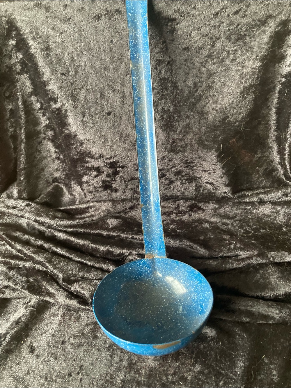 Blue Speckled Enamel Ladle vintage Farmhouse